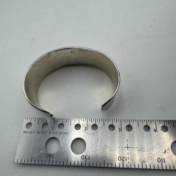 Handcrafted Sterling Silver Cuff Bracelet Heart Design Adjustable Pre-Owned - Picture 6 of 8